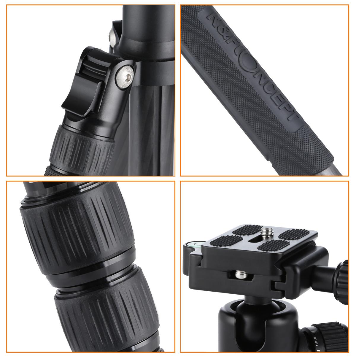 K&F Concept TC2235 Carbon Tripod Monopod Kit for DSLR Camera Ball Head