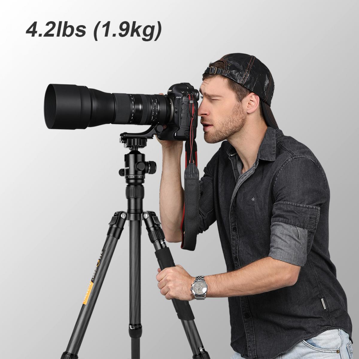 TC3134C Profissional Carbono Tripod Monopod Kit para DSLR Camera Ball Cabeça 4 Seções