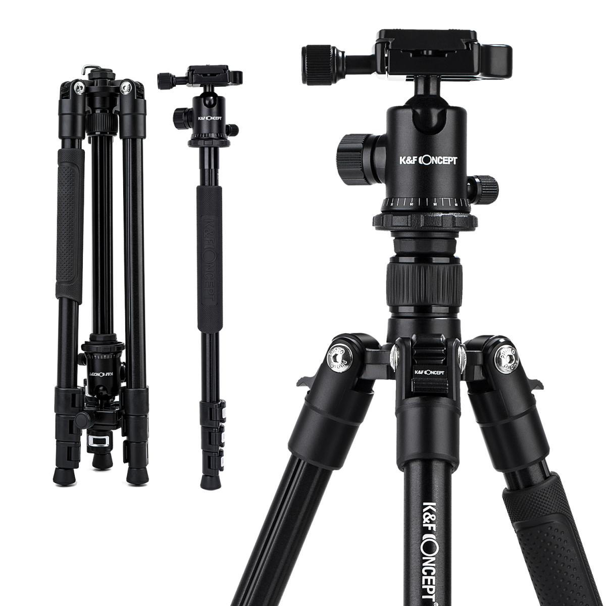 K&F Concept 19-75 Professional Aluminium DSLR Camera Tripod Monopod Ball  Head