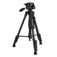 TM2324Lブラックポータブルコンパクト三脚56インチビデオカメラ携帯電話3ウェイスイベルパンチルトヘッド