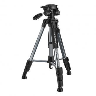 TM2324L Gray Portable Compact Tripod 56inch for Video Camera Cellphone 3-Way Swivel Pan Tilt Head