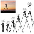 TM2624Lグレーポータブルコンパクト三脚70インチビデオカメラ携帯電話3ウェイスイベルパンチルトヘッド