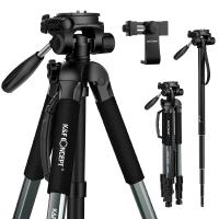 K&F Concept TM2624L 70inch Tripod with 3-Way Pan Tilt Head Gray