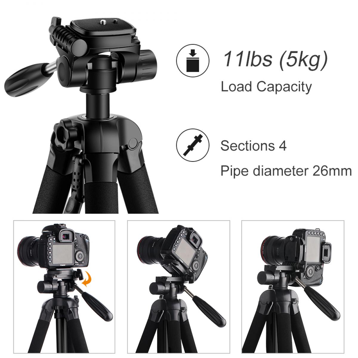 TM2624L Gray Portable Compact Tripod 70inch for Video Camera Cellphone