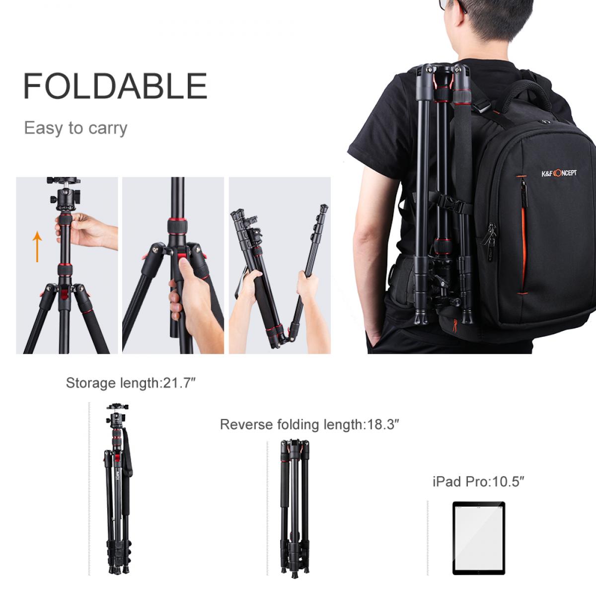 78 inch Camera Tripod for DSLR Compact Aluminum Tripod with 360 Degree Ball Head and 8kgs Load for Travel and Work
