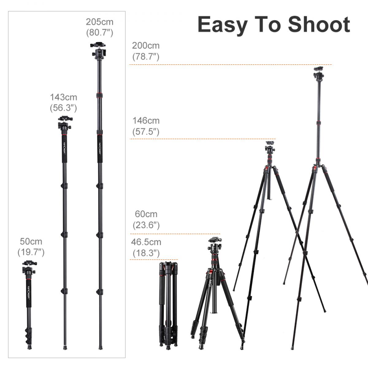 K&F Concept 78 inch Camera Tripod for DSLR Compact Aluminum Tripod with
