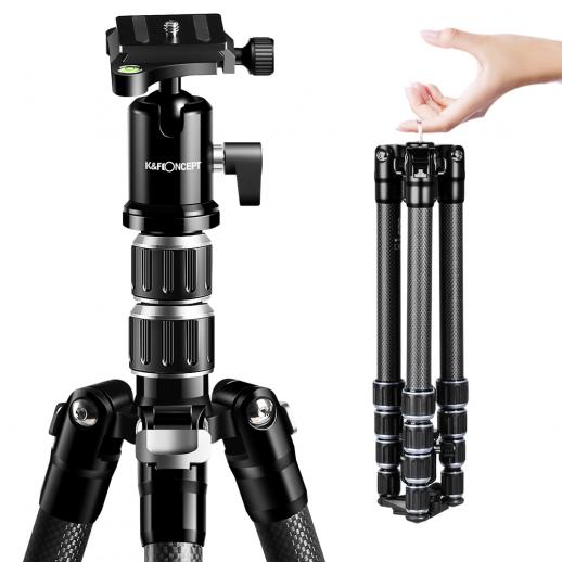 K&F Concept Lightweight Carbon Fiber Tripod with 360° Ball Head - KENTFAITH