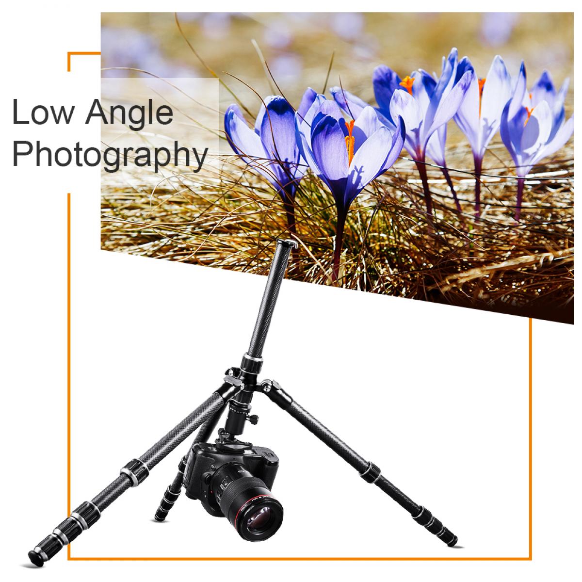 B210 Travel Tripod Light Carbon Fiber with 2 sections Central Column / Metal Accessories / Case / 360 ° Ball Head / for Vlogging Travel for Canon Nikon Sony Olympus Camera