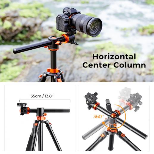 K&F Concept 4-Section 67 Compact Travel DSLR Monopod and Metal 360 Degree Ball Head 