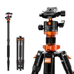 Aluminum Camera Tripod Travel Tripod 22lbs/10kg Load Max Height 68”/175cm with Detachable Monopod & 1/4" Quick Release Plate for DSLR  (TM2515M1)