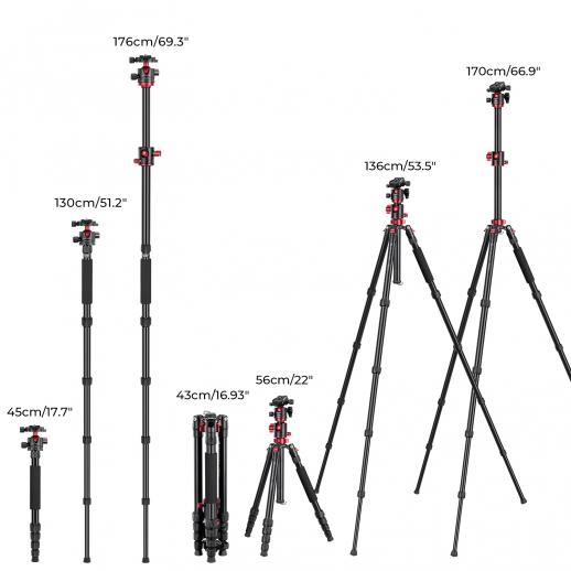 色: T255A4+BH-32L+グレー】K&F Concept カメラ三脚 の+stbp.com.br