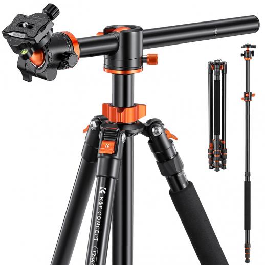 Lightweight Overhead Travel Tripod 22lbs/10kg Load Capacity 94"/240cm with Detachable Monopod & Extension Arm for Canon Sony Nikon DSLR SLR T254A8+BH-28L (SA254T1)