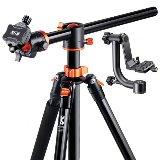 94"/2.4m Overhead Camera Tripod Lightweight Travel Tripod with Detachable Monopod & Extension Arm, 360 Ball Head and 44lbs/20kg Load Gimbal Head for Canon Sony Nikon DSLR SLR