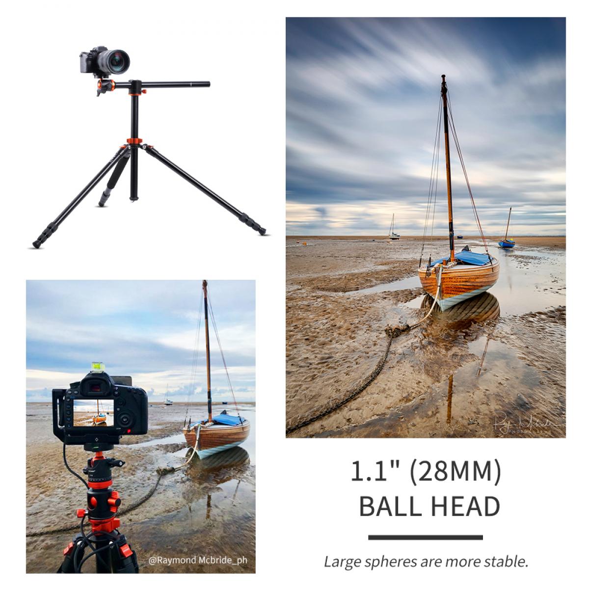 94/2.4m Overhead Camera Tripod Lightweight Travel Tripod with Detachable  Monopod & Extension Arm, 360 Ball Head and 44lbs/20kg Load Gimbal Head for  Canon Sony Nikon DSLR SLR - KENTFAITH