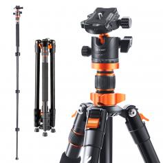 Lightweight Travel Tripod Compact Aluminum Tripod 78"/200cm 10kg/22lbs Load Capacity for DSLR with 360 Degree Ball Head K234A7+BH-28L (S210)