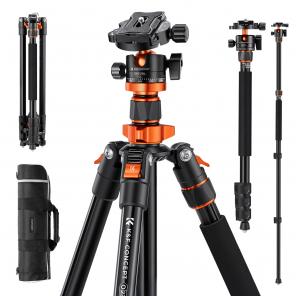 78"/2m Overhead Aluminum DSLR Tripod Compact Portable Vlog Tripod Monopod 22lbs/10kg Load, O234A7+BH-28L