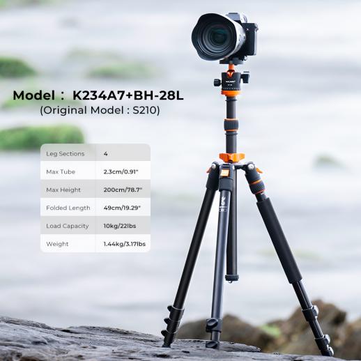 K&F Concept 4-Section 67 Compact Travel DSLR Monopod and Metal 360 Degree Ball Head 