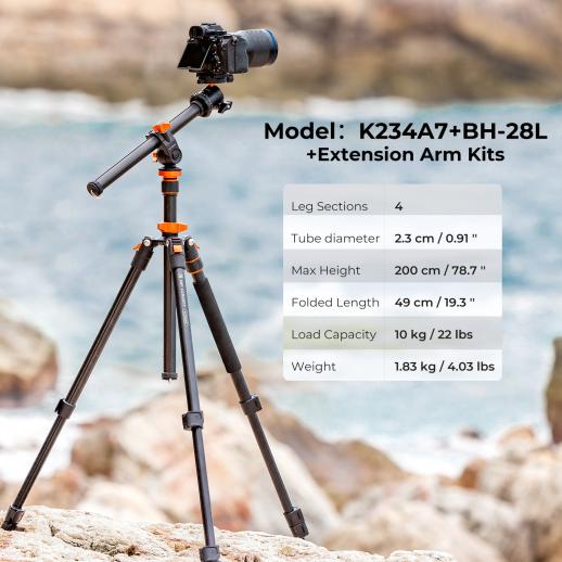 K234A7 S210 オーバーヘッドカメラ三脚 DSLRフレキシブルトラベル三脚