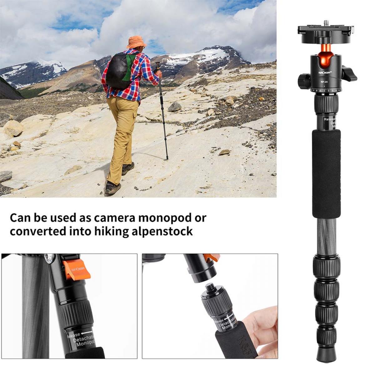 カメラの一脚として使用することも、ハイキング用アルペンストックに変換することもできます