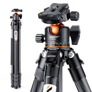 Carbon Fiber Travel Tripod 70"/1.7m Max Height Lightweight Tripod 15kg/33.07lbs Load for DSLR Cameras A254C4+BH-36L (old model SA254C2) (Upgraded to the New Model)