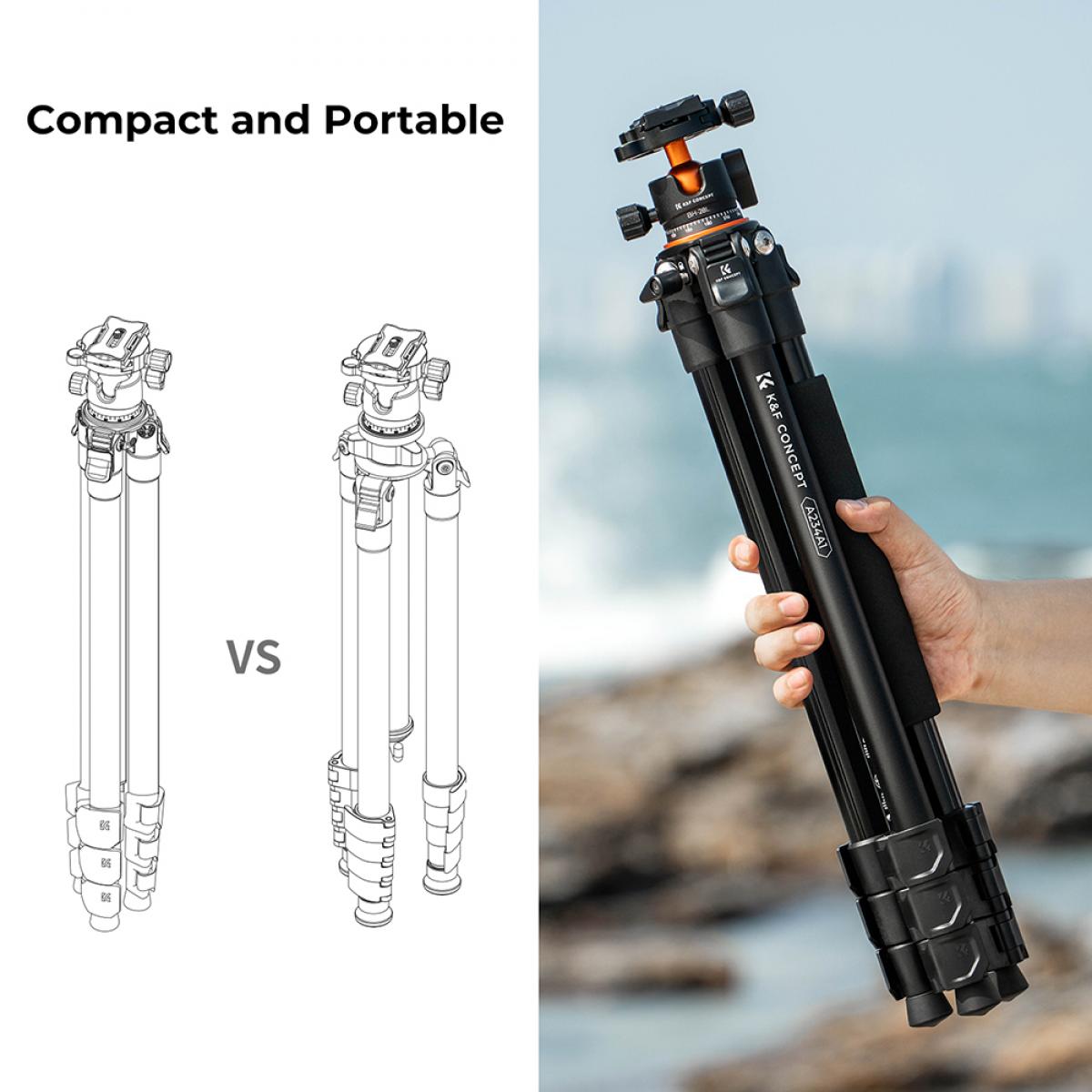 Aluminum Tripod Lightweight and Portable 62''/160cm DSLR Tripod with