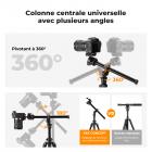 195 cm (77") Trépied Appareil Photo en Aluminium, Léger et Portable avec Clip de Téléphone et Colonne Horizontale, Trépied Caméra de Macrophotographie｜Dimension pliée: 39 cm