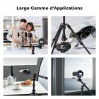 195 cm (77") Trépied Appareil Photo en Aluminium, Léger et Portable avec Clip de Téléphone et Colonne Horizontale, Trépied Caméra de Macrophotographie｜Dimension pliée: 39 cm