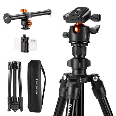 K&F Concept 76.7 inch Camera Tripod with Rotatable Multi-Angle Center Column,Lightweight Travel Outdoor DSLR Tripods with 360 Degree Ball Head Load Capacity 8kg/17.6lbs, Cellphone Clips for Smartphone