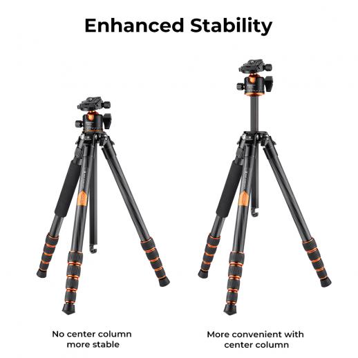 K&F Concept Lightweight Carbon Fiber Tripod with 360° Ball Head - KENTFAITH