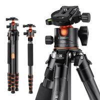 K&F Concept 62 inch Carbon Fiber Camera Tripod,Portable Compact Tripods with Detachable Monopod,360° Metal Ball Head 15KG/33lbs Load Capacity with Quick Release Plate for Travel and Work A255C2+BH-36L Air Pro Series