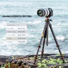 K&F Concept 62 inch Carbon Fiber Camera Tripod,Portable Compact Tripods with Detachable Monopod,360° Metal Ball Head 15KG/33lbs Load Capacity with Quick Release Plate for Travel and Work A255C2+BH-36L Air Pro Series