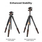 K&F Concept 62 inch Carbon Fiber Camera Tripod,Portable Compact Tripods with Detachable Monopod,360° Metal Ball Head 15KG/33lbs Load Capacity with Quick Release Plate for Travel and Work A255C2+BH-36L Air Pro Series