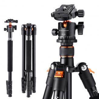 TM2324 64"/162cm Lightweight & Compact Aluminum Camera Tripod with 360° Ball Head & Detachable Monopod B234A1 + BH-28L Orange & Black