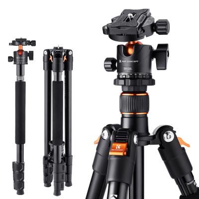 64"/1.6m Lightweight Travel Tripod Compact Aluminum Alloy Tripod 10kg/22lbs Load Capacity with 28mm Metal Ball Head & Detachable Monopod Orange B234A1+BH-28(TM2324)