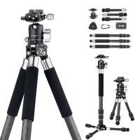 49''/124cm Carbon Fiber Tripod with 360° Ball Head 15kg/33.1lbs Load,Detachable Monopod,Lightweight Travel Tripod