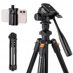 64"/1.6m Lightweight Aluminum Tripods for Photograph and Live Streaming Model K234A0+Video Head