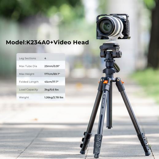 K234A0 Lightweight Travel Tripod Compact Vlog Camera Tripod - KENTFAITH