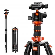 78"/198cm Aluminum Camera Tripod, 3-section Central Axis Travel Tripod with 32mm Metal Ball Head Load Capacity 26.4lbs/12KG, Suitable for DSLR Cameras