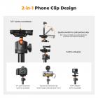 MS04 62''/1.58m Tripod Phone Selfie Stick, Black And Orange With Bluetooth Remote Control + Gopro Adapter