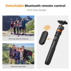 MS04 62''/1.58m Tripod Phone Selfie Stick, Black And Orange With Bluetooth Remote Control + Gopro Adapter