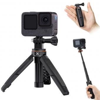 MS03 13''/33cm phone small tripod Selfie Stick Desktop Stand (Small Size) For Gopro, Action, And Insta Black Orange