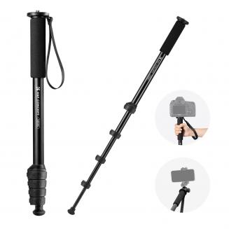 K&F Concept 63'' Camera Monopod 5-Section Height Aluminum Monopod With Metal And Rubber Feet 2-in-1 Design,Lightweight & Portable Camera Accessories