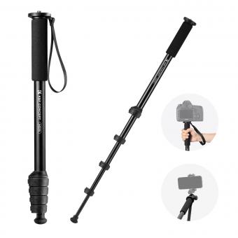 K&F Concept 63'' Camera Monopod 5-Section Height Aluminum Monopod With Metal And Rubber Feet 2-in-1 Design,Lightweight & Portable Camera Accessories