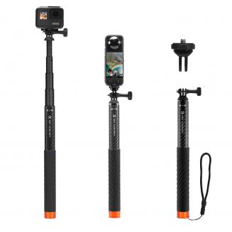 K&F Concept Invisible Selfie Stick, Extension Carbon Long Pole（127cm/50in） for Insta360 Sports Camera GoPro DJI Action, 1/4