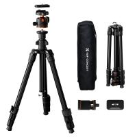 178cm Kamera Stativ, Handy Stativ mit Handyhalterung, Tripod für unterwegs mit 360° Kugelkopf, Aluminium Reisestativ Tragkraft 8 kg/17.6 lbs 0234A3+BH-36 