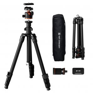 70 inch/178cm Camera Tripod,Lightweight Travel Outdoor DSLR Tripods with 360 Degree Ball Head Load Capacity 8kg/17.6lbs, Cellphone Clip for Smartphone Live Streaming Vlog O234A3+BH-36