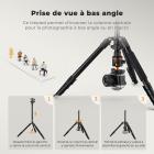 192 cm (75") Trépied Appareil Photo en Aluminium, Trépied Caméra Doté de Tête à Rotule sans Huile Inclut Support de Téléphone & Télécommande Bluetooth｜Dimension pliée: 43 cm