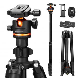 K&F Concept 75.6 inch/192cm Camera Tripod, Heavy Duty DSLR Tripods with 360 Degree Ball Head Load Capacity 8kg/17.6lbs, Detachable Monopod, Cellphone Clip for Smartphone O275A5+BH-36