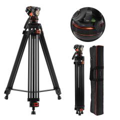 17.6lbs/8KG Load Capacity Fluid Head Tripod Camera Tripod Maximum Height 75.2