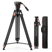 K&F Concept 191cm Treppiede Video, Treppiede Resistente in Lega di Alluminio con Testa Fluida a 360°, Carico 10kg - VA3+BV20